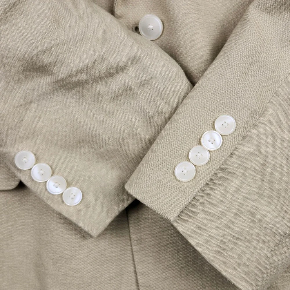 Lauren Ralph Lauren Blazer Sport Coat Jacket Mens 44R Beige Linen Two Button